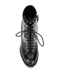 schwarze Schnürstiefeletten aus Leder von Alexander McQueen