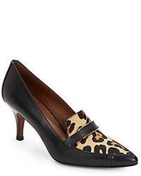 schwarze Schuhe aus Leder mit Leopardenmuster