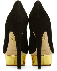 schwarze Schuhe aus Wildleder von Charlotte Olympia