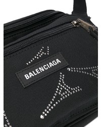 schwarze Segeltuch Bauchtasche von Balenciaga