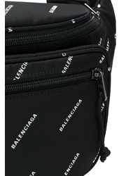 schwarze Segeltuch Bauchtasche von Balenciaga