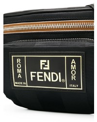 schwarze Segeltuch Bauchtasche von Fendi