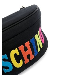 schwarze Segeltuch Bauchtasche von Moschino