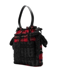 schwarze Segeltuch Beuteltasche mit Karomuster von Simone Rocha