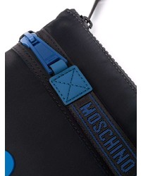 schwarze Segeltuch Clutch Handtasche von Moschino