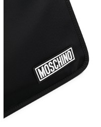 schwarze Segeltuch Clutch Handtasche von Moschino