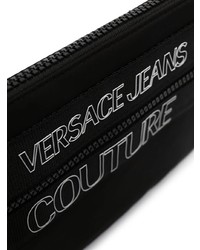 schwarze Segeltuch Clutch Handtasche von VERSACE JEANS COUTURE