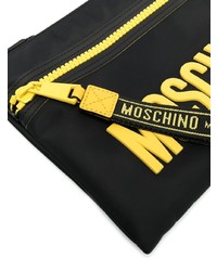 schwarze Segeltuch Clutch Handtasche von Moschino