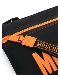 schwarze Segeltuch Clutch Handtasche von Moschino