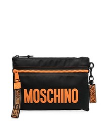 schwarze Segeltuch Clutch Handtasche von Moschino