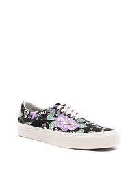 schwarze Segeltuch niedrige Sneakers mit Blumenmuster von Vans