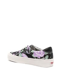 schwarze Segeltuch niedrige Sneakers mit Blumenmuster von Vans