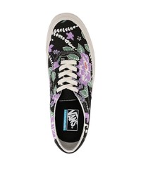 schwarze Segeltuch niedrige Sneakers mit Blumenmuster von Vans