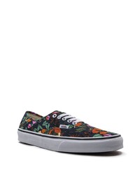 schwarze Segeltuch niedrige Sneakers mit Blumenmuster von Vans