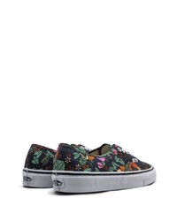 schwarze Segeltuch niedrige Sneakers mit Blumenmuster von Vans