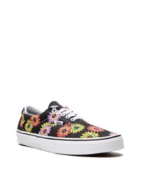 schwarze Segeltuch niedrige Sneakers mit Blumenmuster von Vans