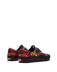 schwarze Segeltuch niedrige Sneakers mit Blumenmuster von Vans