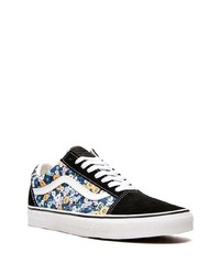 schwarze Segeltuch niedrige Sneakers mit Blumenmuster von Vans