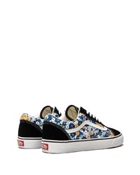 schwarze Segeltuch niedrige Sneakers mit Blumenmuster von Vans