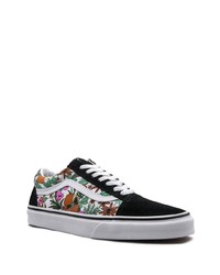 schwarze Segeltuch niedrige Sneakers mit Blumenmuster von Vans