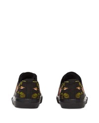 schwarze Segeltuch niedrige Sneakers mit Blumenmuster von Burberry