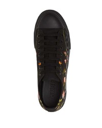 schwarze Segeltuch niedrige Sneakers mit Blumenmuster von Burberry