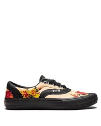 schwarze Segeltuch niedrige Sneakers mit Blumenmuster von Vans