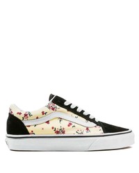 schwarze Segeltuch niedrige Sneakers mit Blumenmuster von Vans