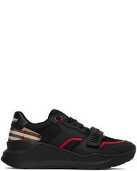 schwarze Segeltuch niedrige Sneakers mit Karomuster von Burberry
