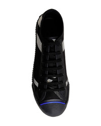 schwarze Segeltuch niedrige Sneakers mit Karomuster von Burberry