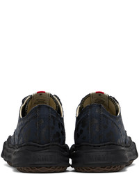 schwarze Segeltuch niedrige Sneakers mit Leopardenmuster von Miharayasuhiro