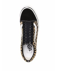 schwarze Segeltuch niedrige Sneakers mit Leopardenmuster von Vans