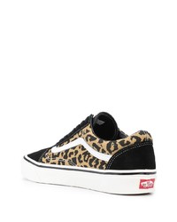 schwarze Segeltuch niedrige Sneakers mit Leopardenmuster von Vans