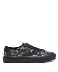 schwarze Segeltuch niedrige Sneakers mit Paisley-Muster von Givenchy