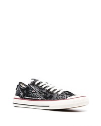 schwarze Segeltuch niedrige Sneakers mit Paisley-Muster von MOA - Master of Arts