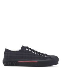 schwarze Segeltuch niedrige Sneakers mit Schottenmuster von Burberry