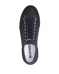 schwarze Segeltuch niedrige Sneakers mit Schottenmuster von Burberry