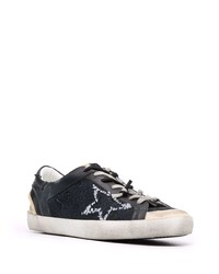 schwarze Segeltuch niedrige Sneakers mit Sternenmuster von Golden Goose