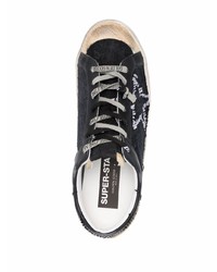 schwarze Segeltuch niedrige Sneakers mit Sternenmuster von Golden Goose