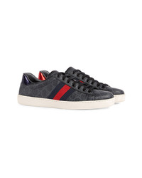 schwarze Segeltuch niedrige Sneakers von Gucci