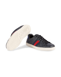 schwarze Segeltuch niedrige Sneakers von Gucci