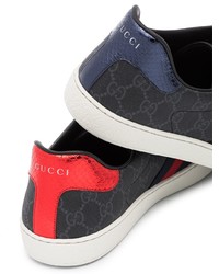 schwarze Segeltuch niedrige Sneakers von Gucci