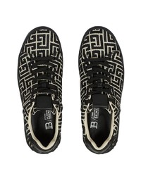 schwarze Segeltuch niedrige Sneakers von Balmain