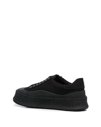 schwarze Segeltuch niedrige Sneakers von Jil Sander