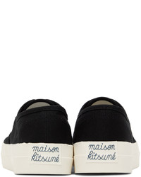 schwarze Segeltuch niedrige Sneakers von MAISON KITSUNÉ