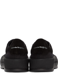 schwarze Segeltuch niedrige Sneakers von Alexander McQueen