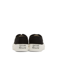 schwarze Segeltuch niedrige Sneakers von MAISON KITSUNE