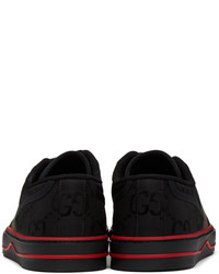 schwarze Segeltuch niedrige Sneakers von Gucci