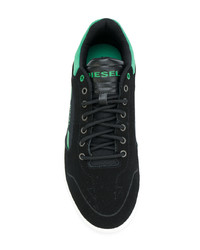 schwarze Segeltuch niedrige Sneakers von Diesel