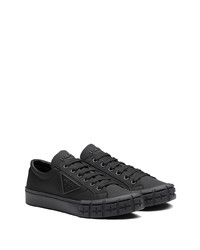 schwarze Segeltuch niedrige Sneakers von Prada